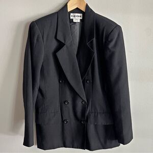 Vintage Joan Leslie Black Blazer 90s Double Breasted Power Jacket Sz 8